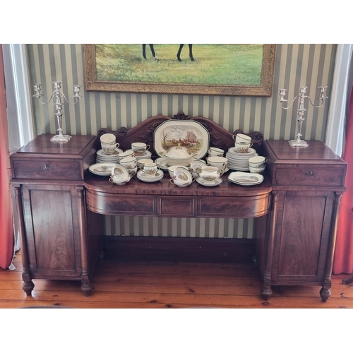 247 - A good early 19th Century Mahogany breakfront Pedestal Sideboard with twin frieze drawers flanked by... 