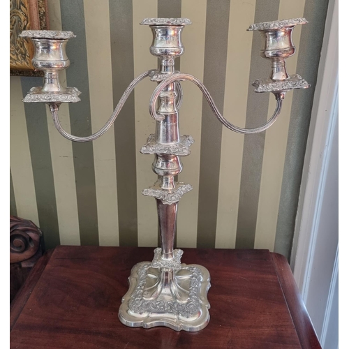 249 - A pair of 20th Century twin branch Candelabra.
W 34 x H 42 cm approx.