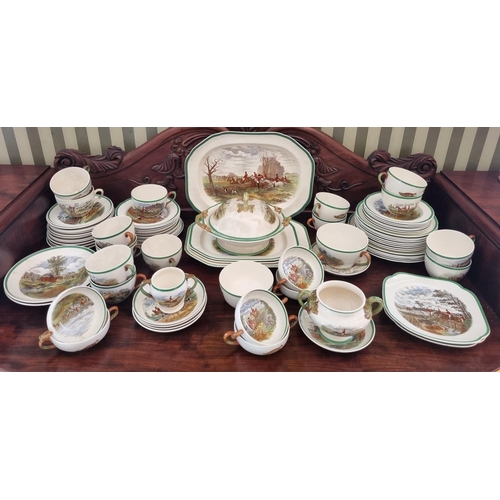 251 - A really good quantity of Copeland Spode 'Gone away' Dinner Set of hunting scenes. To match Lot 294.... 