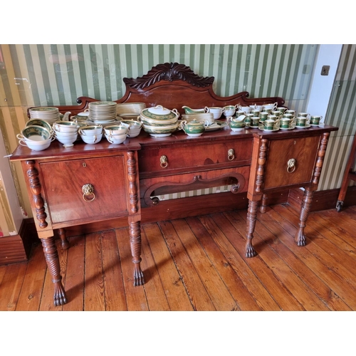 258 - A Fantastic Georgian Mahogany Irish Sideboard with highly carved gallery back, turned barley twist f... 