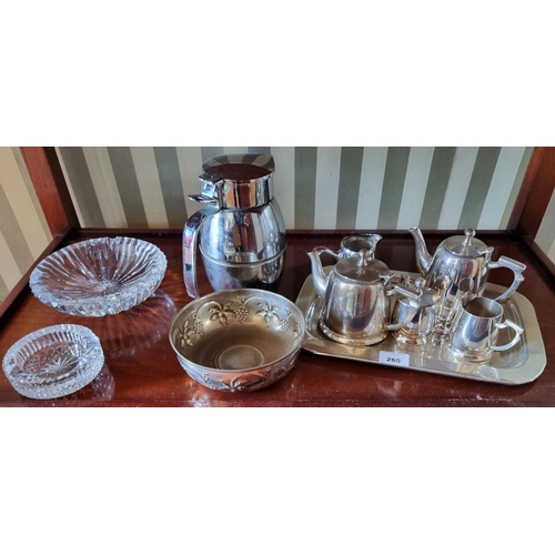 265 - A nice group of Hotel Ware. Silver plated Coffee and Tea along with a water jug, centre bowl and two... 