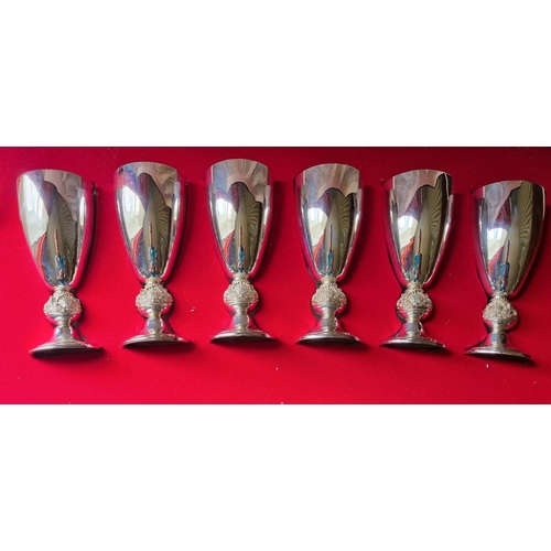 266A - A good set of six cased Silver plated Goblets. D6.5 x H16cm approx