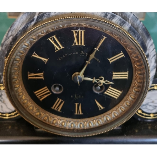 275 - A good 19th Century black Slate Mantel Clock with black dial, profusely hand painted gold decoration... 