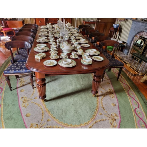 293 - A fine set of 19th Century Mahogany bar back Dining Chairs with carved backs on turned and hexagonal... 