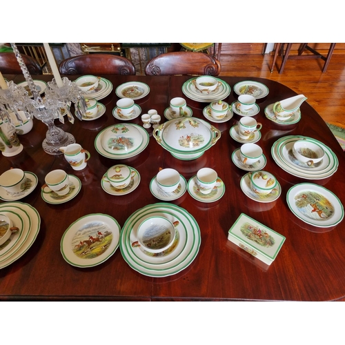 294 - A superb set of Copeland Spode Dinner Service from the hunting pattern. To serve twelve 160 pieces a... 