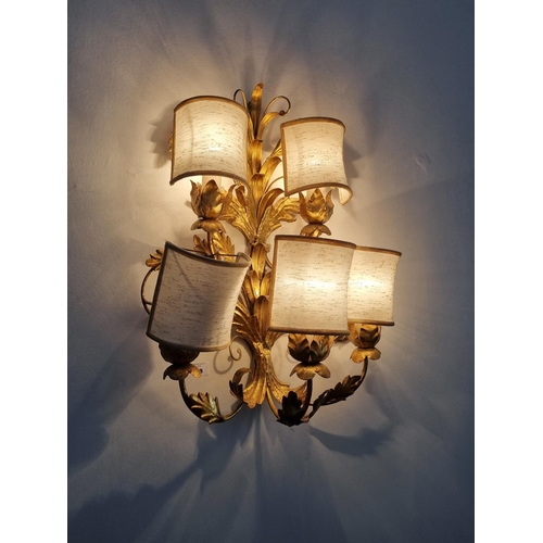 307 - A good five branch Italian Wall Light with shade. W 38 x Drop 50 cm approx.