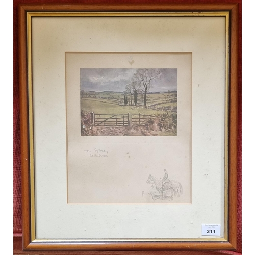 311 - A good coloured Print after Lionel Edwards of The Cotswold Hunt. Monogrammed in pencil with pencil s... 