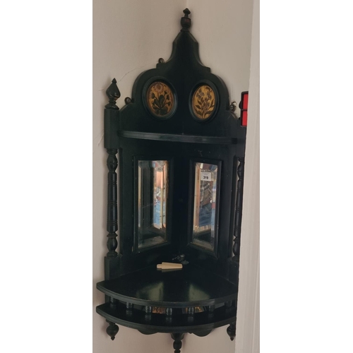 319 - An Edwardian Timber and Ebonised Wall Bracket with bevelled mirrored back.
W 30 x H 90 cm approx.