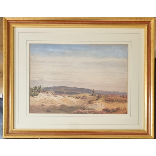 363 - A late 19th early 20th Century Watercolour of a Woman walking in sand dunes.
25 x 35, cm approx.