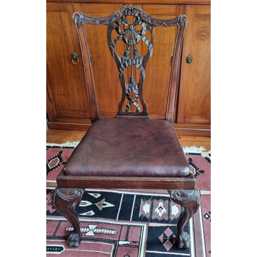 369 - A good pair of Chippendale style Chairs, possibly Irish, with hairy paw feet and pierced back.
W 61 ... 