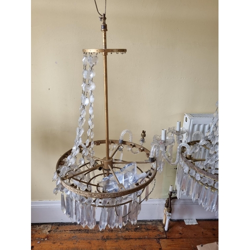 759 - Four 1950-70 Waterford Crystal Chandeliers in need of repair with three boxes of parts.
D 42 x Drop ... 