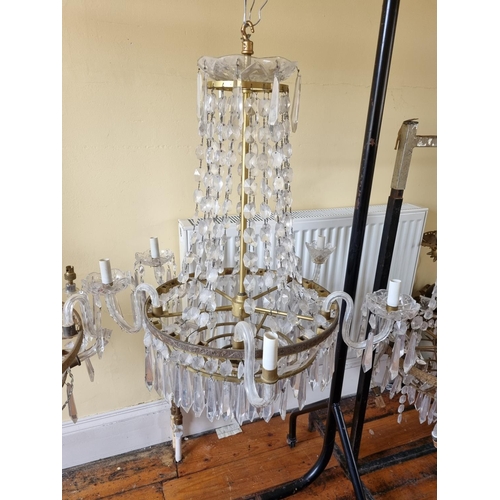 759 - Four 1950-70 Waterford Crystal Chandeliers in need of repair with three boxes of parts.
D 42 x Drop ... 