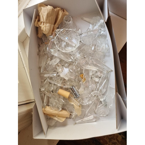 759 - Four 1950-70 Waterford Crystal Chandeliers in need of repair with three boxes of parts.
D 42 x Drop ... 