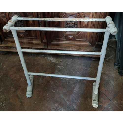 917 - A 19th Century painted Pine towel Rail. W 66 x H 75 cm approx.