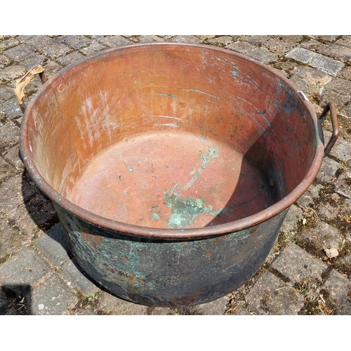 922 - A Superb 19th, possibly 18th Century, Copper Cauldron with twin handles. D 68 x H 40 cm approx.