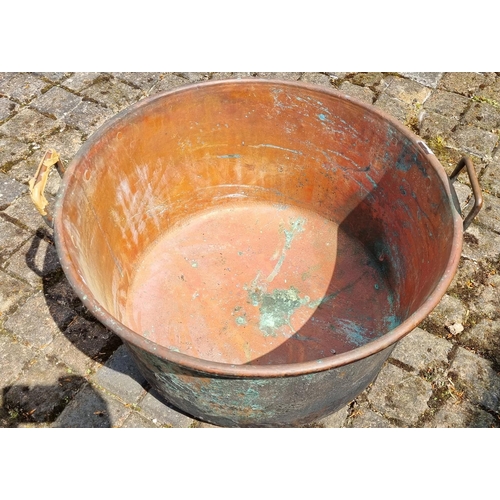 922 - A Superb 19th, possibly 18th Century, Copper Cauldron with twin handles. D 68 x H 40 cm approx.