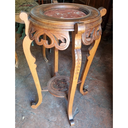 923 - A late 19th early 20th Century Walnut Planter with highly pierced outline and marble effect top. D 4... 