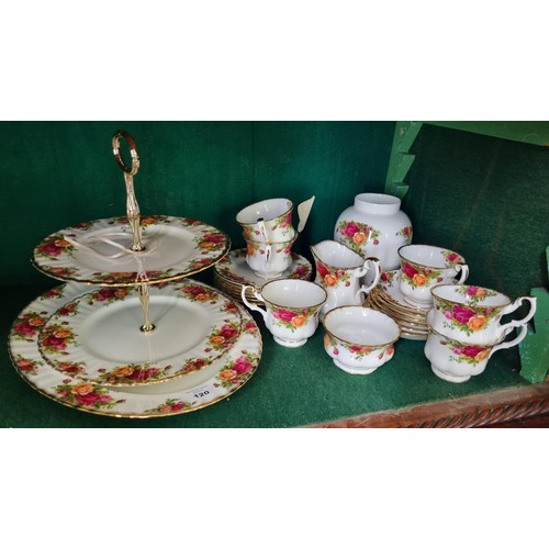 120 - A good quantity of Royal Albert Old Country Rose Teawares to include a cake stand.