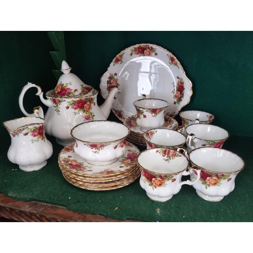 120B - A good quantity of Royal Albert Old Country Rose to include a large teapot, cake plate etc.