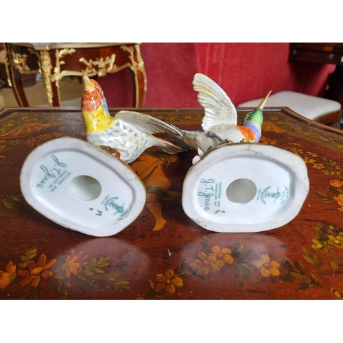 236 - A pair of Staffordshire bone china Bird Figures designed and modelled by J T Jones. H 16 cm approx.