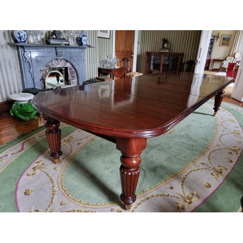 252 - A magnificent 19th Century Dining Table on substantial turned and reeded supports and moulded edge w... 