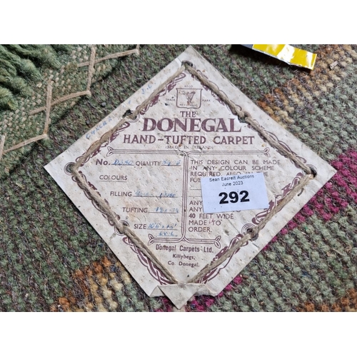 292 - A Fantastic oval green ground Donegal Carpet with multi borders and swagged interior.
570 x 338 cm a... 