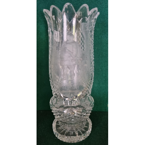 299 - A Waterford Crystal Vase. A limited edition hand engraving of Falstaff. Christmas 1980. 1 of 250. D ... 