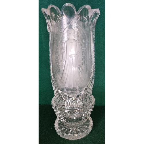 305 - A Waterford Crystal Vase. A limited edition hand engraving of Macbeth. Christmas 1977. 1 of 250. Wit... 