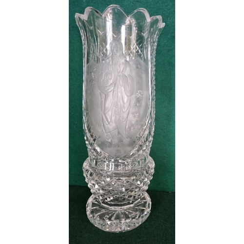 308B - A Waterford Crystal Vase. A limited edition hand engraving of Noah. Christmas 1973. 1 of 250. D 11.5... 