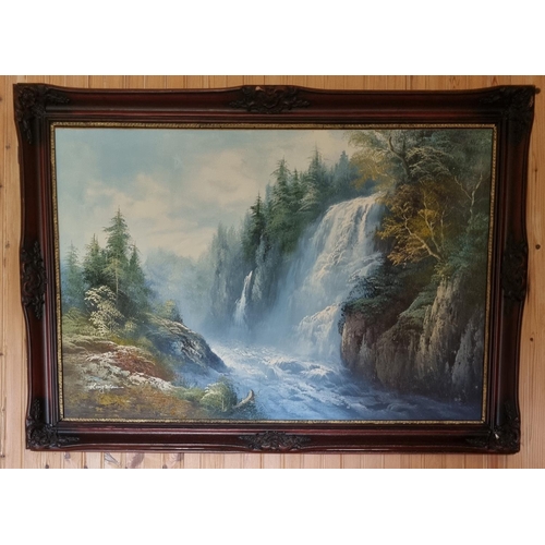 584 - Eugene Kingman was an American painter who was born in 1909.  A large Oil on Board of a waterfall fa... 