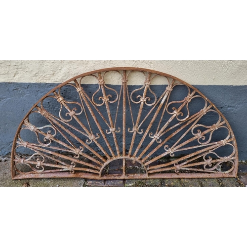 930 - A good old cast Iron fan Light with pierced outline. 139 x 70cm approx.