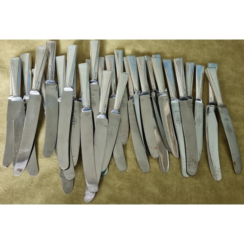 250E - A good quantity of Silver handled knives by Viners 17 table Forks and 13 dessert Forks, along with o... 