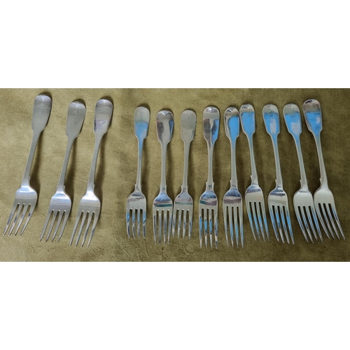 250J - A group of Irish Silver Forks, early 19th Century with various dates and makers to include William C... 