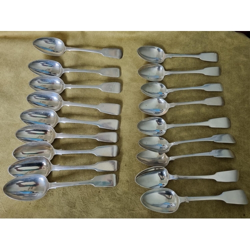 250K - A quantity of early 19th Century Irish Silver dessert Spoons, various makers and dates to include Ph... 