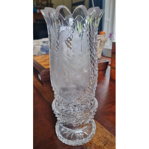 296 - A Waterford Crystal Vase limited edition hand engraving of Hamlet. Christmas 1978. 1 0f 250. D 11.5 ... 