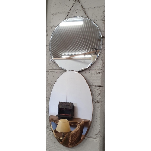 147 - Two early 20th Century Retro style Mirrors, one circular and one oval. D 40, 33 x 53 cm approx.