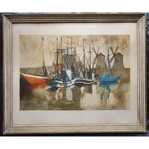 162 - A 20th Century Watercolour of a boat scene. No apparent signature. 33 x 50 cm approx.