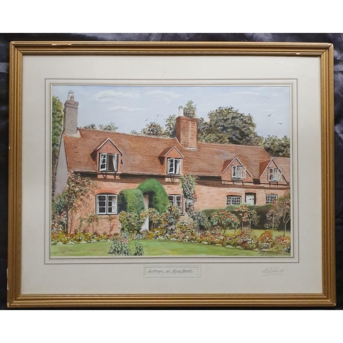 163 - A 20th Century Watercolour of a cottage and garden in full bloom by AC Smith. Signed LR and in the m... 