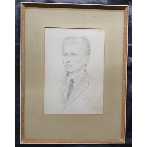 193 - Two early 20th Century pencil drawings of a gentleman by John Yarley, signed LR. 38 x 27 cm approx.