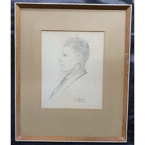 193 - Two early 20th Century pencil drawings of a gentleman by John Yarley, signed LR. 38 x 27 cm approx.