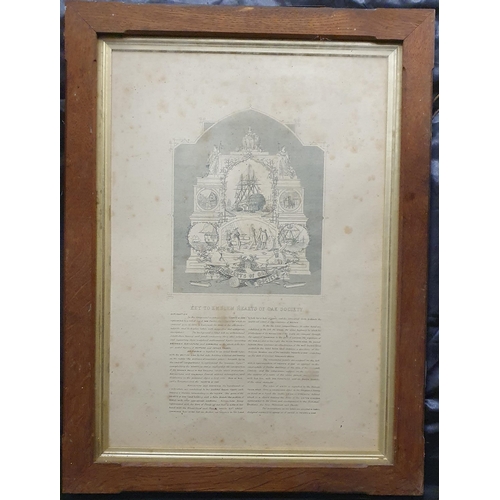 262 - A 19th Century framed book page 'The key to emblem hearts oak society' in a really good original oak... 