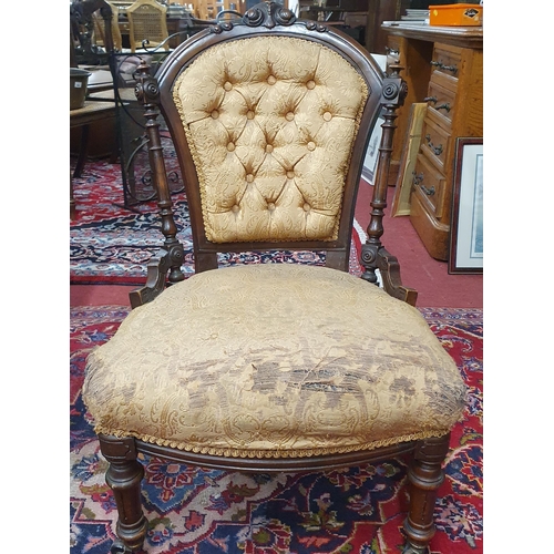 328 - A nice 19th Century Walnut Bedroom Chair with highly carved and turned outline. W 51 x SH 35 x BH 81... 