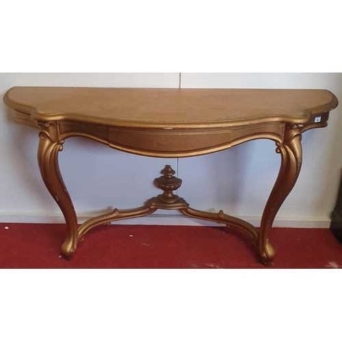 364 - A 19th Century and later Side/Console Table with single frieze drawer on carved cabriole supports. W... 