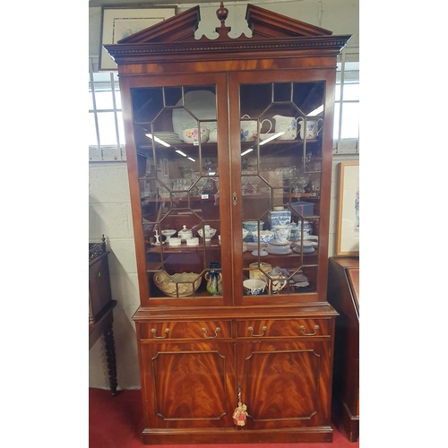 659 - A really good Victorian style two door Mahogany and veneered Bookcase with astragal glazed upper twi... 