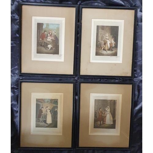 932 - A really good set of twelve 19th Century Cries of London coloured Prints in ebonised frames.
H 36 x ... 