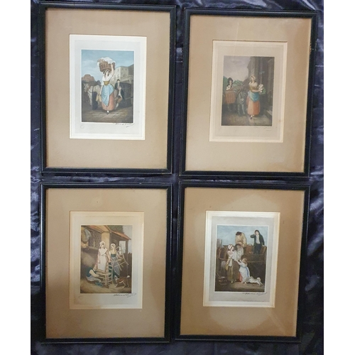 932 - A really good set of twelve 19th Century Cries of London coloured Prints in ebonised frames.
H 36 x ... 