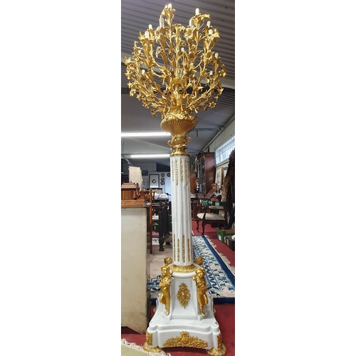 1068 - An unbelievable superb pair of Ormolu and Marble Candelabra with reeded marble columns and cherub mo... 