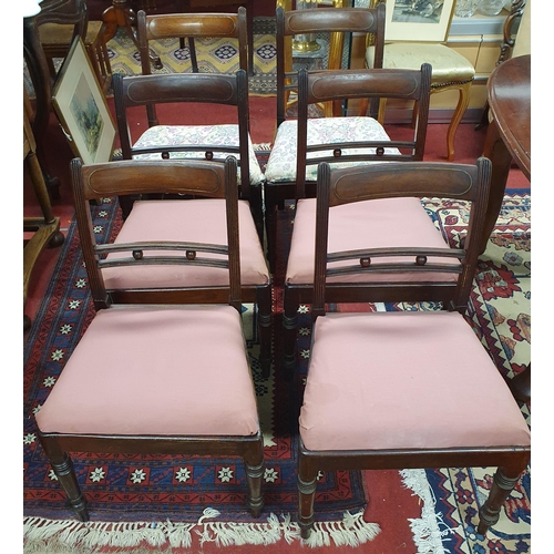 1078 - A set of six early to mid 19th Century Dining Chairs with slip in seats on turned supports. w 50 x S... 