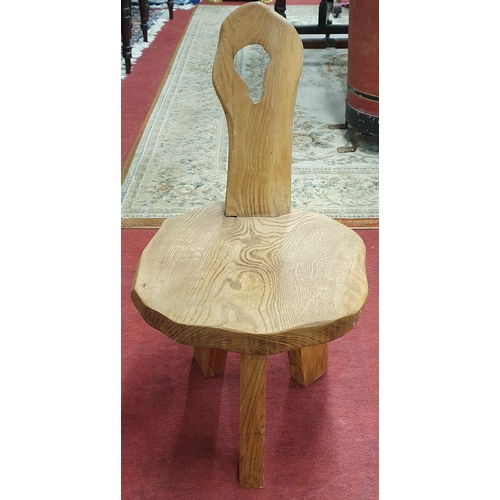 1109 - An early 20th Century Ash Milking Stool. W 35 x SH 33 cm approx.