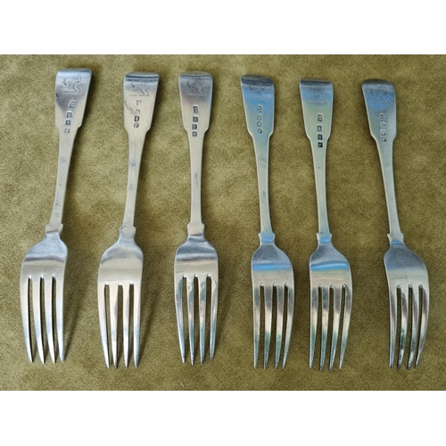 943 - A set of Irish Silver Forks, James Salter 1802, 414 gms approx.